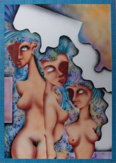 Peinture intitulée "les trois grâces" par Rodykop, Œuvre d'art originale