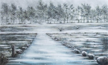 Pintura titulada "Der Winter ist noch…" por Ronald Firla, Obra de arte original, Conté