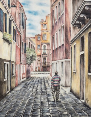 Peinture intitulée "Backstreet" par Ronald Firla, Œuvre d'art originale, Conté