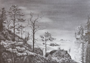 Peinture intitulée "Elbsandsteingebirge" par Ronald Firla, Œuvre d'art originale, Crayon