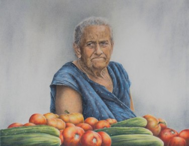 Картина под названием "MarktTag" - Ronald Firla, Подлинное произведение искусства, Цветные карандаши