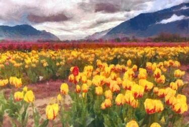 Цифровое искусство под названием "tulip valley" - Rofin Kai, Подлинное произведение искусства, Цифровая живопись