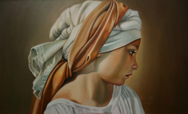 Peinture intitulée "nina-con-turbante.j…" par Rogelio Ramallo, Œuvre d'art originale, Huile
