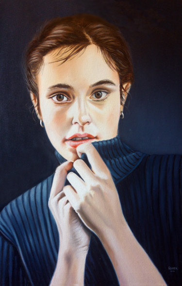 Peinture intitulée "La mujer del pullov…" par Rogelio Ramallo, Œuvre d'art originale, Huile