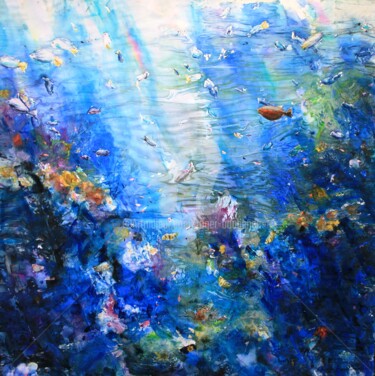 Peinture intitulée "paysage sous marin" par Roger Boubenec, Œuvre d'art originale, Aquarelle