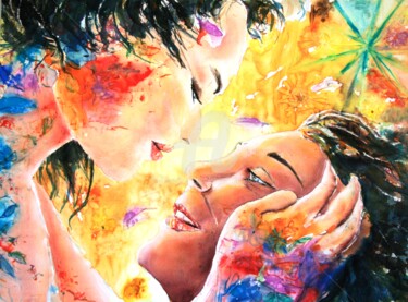 Peinture intitulée "Je t'aime" par Roger Boubenec, Œuvre d'art originale, Aquarelle