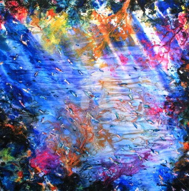 Pintura intitulada "Paysage sous marin…" por Roger Boubenec, Obras de arte originais, Aquarela