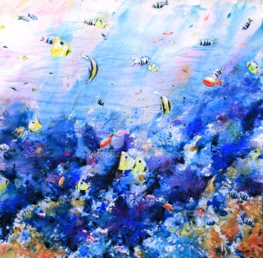 Pintura intitulada "Sous la surface, pa…" por Roger Boubenec, Obras de arte originais, Aquarela