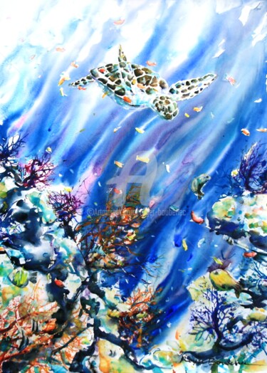 Peinture intitulée "elle vole" par Roger Boubenec, Œuvre d'art originale, Aquarelle