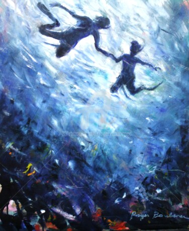 Painting titled "père et fils" by Roger Boubenec, Original Artwork, Oil