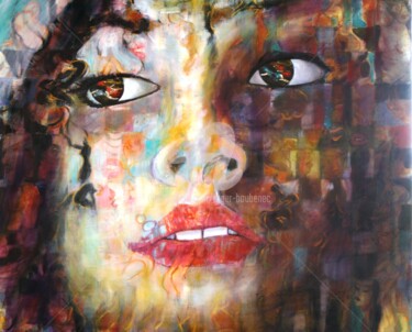 Painting titled "Eva" by Roger Boubenec, Original Artwork, Oil Mounted on Wood Stretcher frame