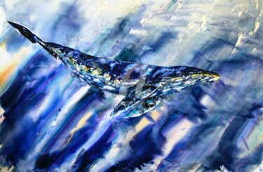Картина под названием "La baleine" - Roger Boubenec, Подлинное произведение искусства, Акварель