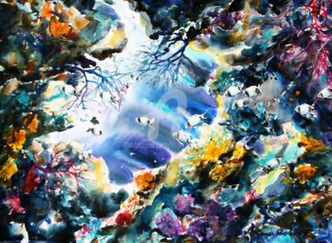 Peinture intitulée "Sous la mer" par Roger Boubenec, Œuvre d'art originale, Aquarelle