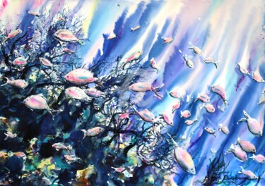 Malerei mit dem Titel "On se demande où so…" von Roger Boubenec, Original-Kunstwerk, Aquarell