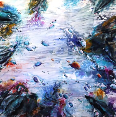 Peinture intitulée "Dans la grotte sous…" par Roger Boubenec, Œuvre d'art originale, Aquarelle