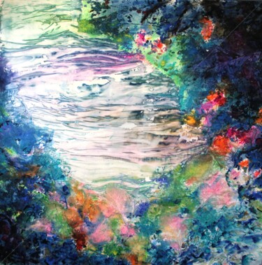 Peinture intitulée "bord de l'etang" par Roger Boubenec, Œuvre d'art originale, Aquarelle