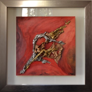 Peinture intitulée "ciel-rouge- 55x55cm…" par Cazo, Œuvre d'art originale, Autre