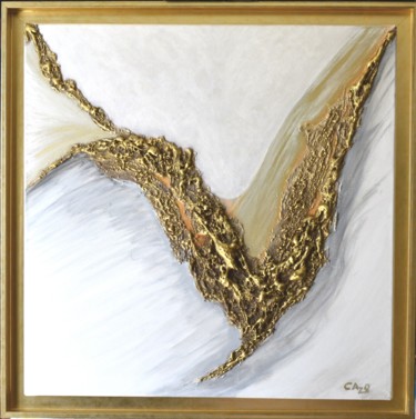 Painting titled "L'OISEAU D'OR" by Cazo, Original Artwork, Oil