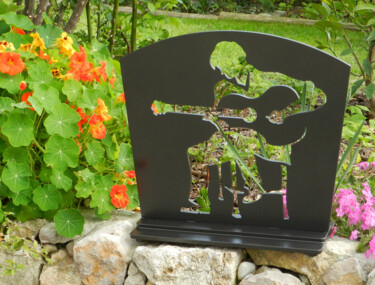 Escultura titulada "Le guitariste de ja…" por Roger Drouin, Obra de arte original, Metales