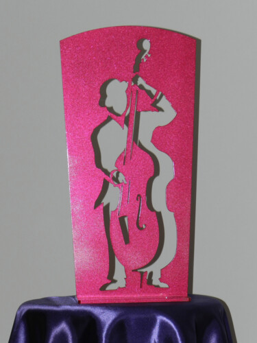 Sculpture titled "Le contrebassiste d…" by Roger Drouin, Original Artwork, Metals