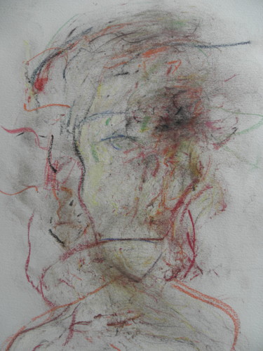 Tekening getiteld "La CAMARDE..Figure…" door Roger Ernest Jankow, Origineel Kunstwerk, Pastel