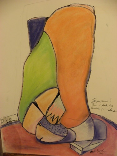 Drawing titled "IMPUISSANCE...tous…" by Roger Ernest Jankow, Original Artwork, Pastel