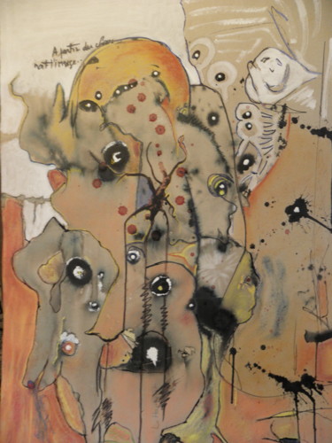 Dessin intitulée "A partir du chaos..…" par Roger Ernest Jankow, Œuvre d'art originale, Tempera