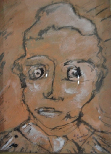 Desenho intitulada "Portrait automatiqu…" por Roger Ernest Jankow, Obras de arte originais, Têmpera