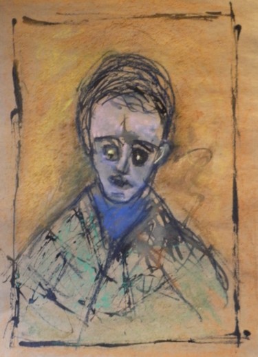 Dessin intitulée "Portrait automatiqu…" par Roger Ernest Jankow, Œuvre d'art originale, Tempera