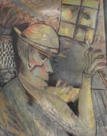Disegno intitolato "Portrait automatiqu…" da Roger Ernest Jankow, Opera d'arte originale, Tempera