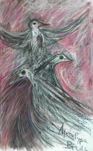 Desenho intitulada "Apocalypse Birds///…" por Roger Ernest Jankow, Obras de arte originais, Têmpera