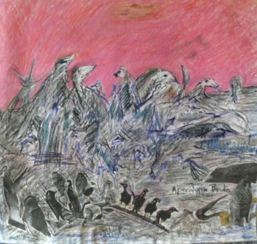 Dessin intitulée "Apocalypse Birds///…" par Roger Ernest Jankow, Œuvre d'art originale, Tempera