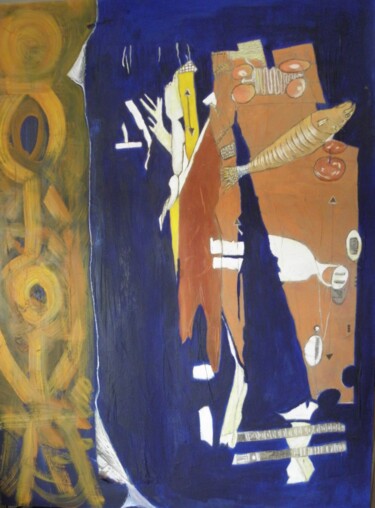 Malerei mit dem Titel "POISSON VOLE...." von Roger Ernest Jankow, Original-Kunstwerk, Tempera