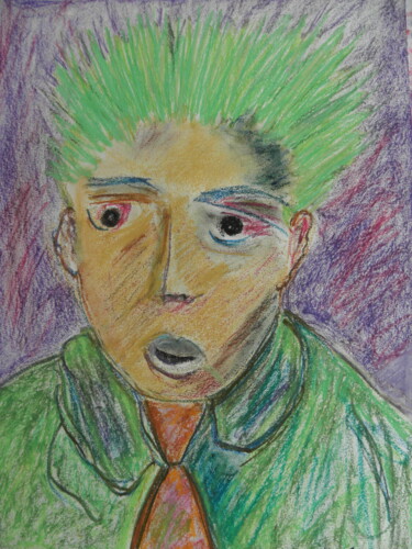 Drawing titled "Portrait automatiqu…" by Roger Ernest Jankow, Original Artwork, Pastel