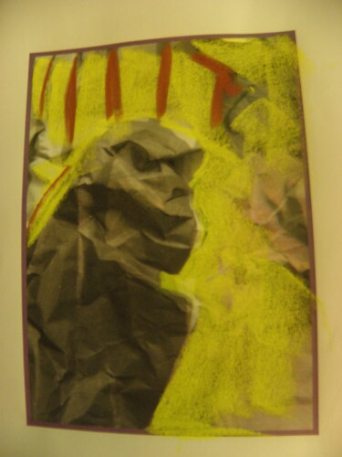 Рисунок под названием "Papier froissé III" - Roger Ernest Jankow, Подлинное произведение искусства, Пастель