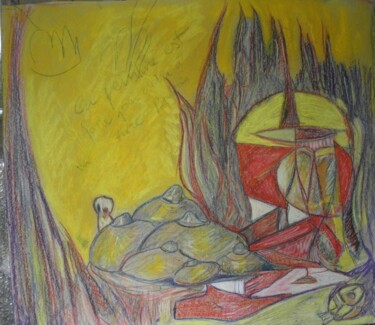 Pintura intitulada "la  peinture est fa…" por Roger Ernest Jankow, Obras de arte originais, Pastel