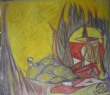 Painting titled "la  peinture est fa…" by Roger Ernest Jankow, Original Artwork, Pastel