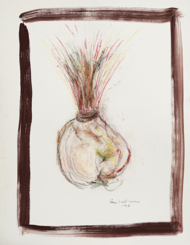 Drawing titled "Bombe ou oignon" by Roger Ernest Jankow, Original Artwork, Tempera