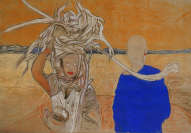 Disegno intitolato "Au confin du Sahara" da Roger Ernest Jankow, Opera d'arte originale, Pastello