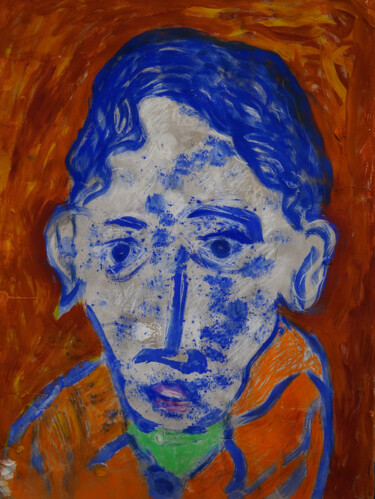 "Autoportrait rouge" başlıklı Tablo Roger Ernest Jankow tarafından, Orijinal sanat, Zamklı boya