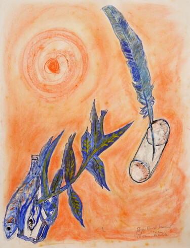 Drawing titled "abstraction poétique" by Roger Ernest Jankow, Original Artwork, Tempera