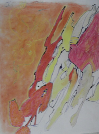 Dibujo titulada "Abstraction lyrique…" por Roger Ernest Jankow, Obra de arte original, Témpera