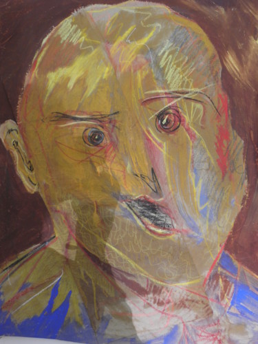 Disegno intitolato "Autoportrait...Self…" da Roger Ernest Jankow, Opera d'arte originale, Pastello