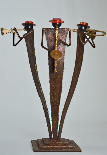 Sculpture titled "SWING  TRIO" by Roger Flores, Original Artwork, Metals