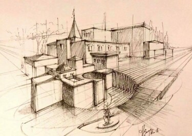 Disegno intitolato "Freehand sketch "No…" da Roger Harb, Opera d'arte originale, Inchiostro