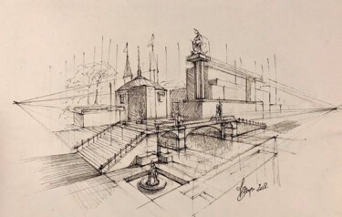 Disegno intitolato "Freehand sketch "No…" da Roger Harb, Opera d'arte originale, Inchiostro