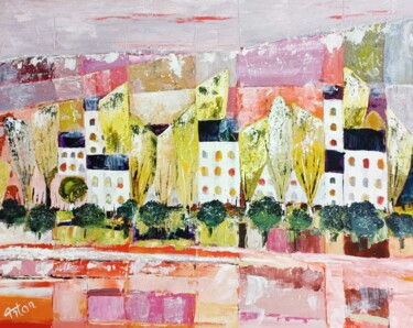 Painting titled "PARIS EN ROUGE comp…" by Roger Loyer (Anton), Original Artwork, Acrylic Mounted on Wood Stretcher frame