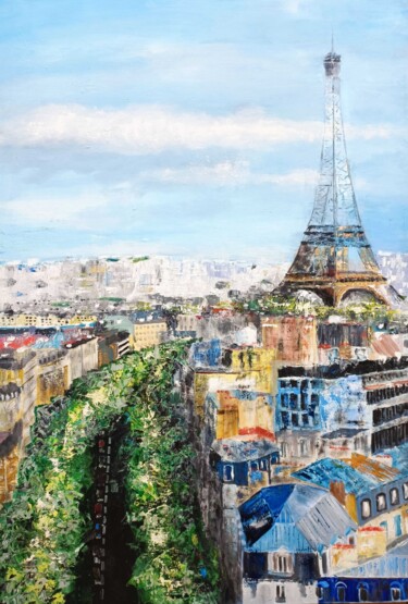 Peinture intitulée "Paris La Tour EIFFEL" par Roger Loyer (Anton), Œuvre d'art originale, Huile Monté sur Châssis en bois