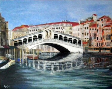 Peinture intitulée "Venise - Le Rialto" par Roger Loyer (Anton), Œuvre d'art originale, Acrylique Monté sur Châssis en bois