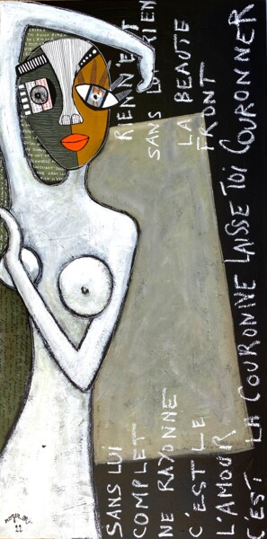 Pintura titulada "Laisse toi donc aim…" por Roger.M, Obra de arte original, Acrílico Montado en Bastidor de camilla de madera